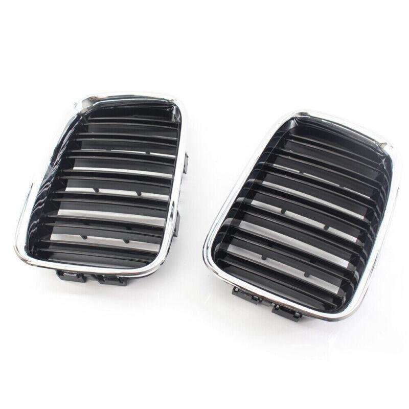PAIR of Half Chrome Gloss Black Dual Slat Grille for BMW 3-Series E36 1992-1996