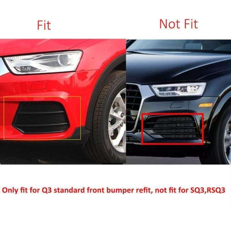 Front Bumper Fog Light Grille Cover For Audi Q3 2016-2018 Right Side Black