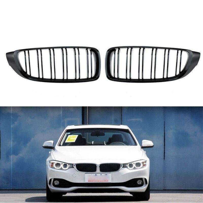 2X/Set Grille Shiny Black Dual Slat Grill for BMW 4 Series F32 F33 F36 F82 Coupe