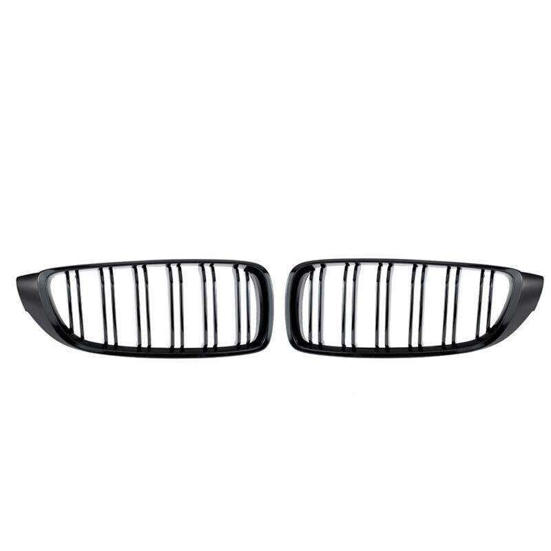 2X/Set Grille Shiny Black Dual Slat Grill for BMW 4 Series F32 F33 F36 F82 Coupe
