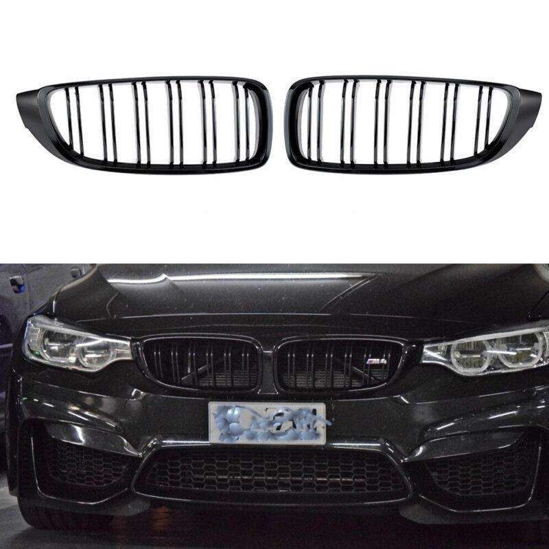 2X/Set Grille Shiny Black Dual Slat Grill for BMW 4 Series F32 F33 F36 F82 Coupe