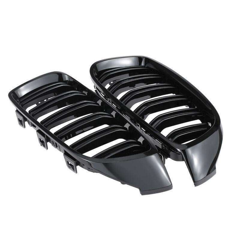 2X/Set Grille Shiny Black Dual Slat Grill for BMW 4 Series F32 F33 F36 F82 Coupe