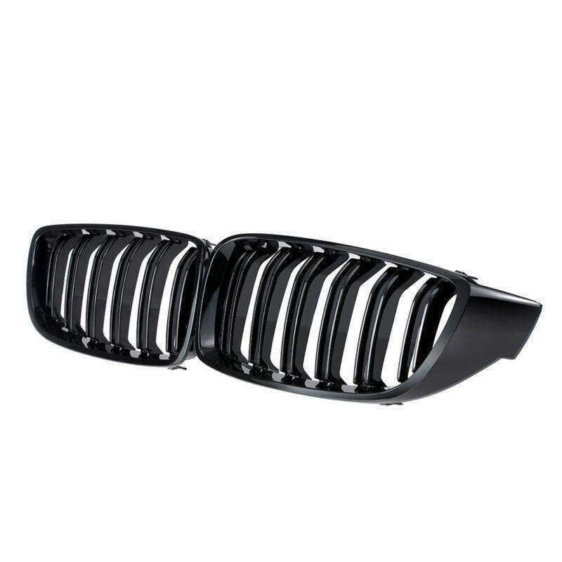 2X/Set Grille Shiny Black Dual Slat Grill for BMW 4 Series F32 F33 F36 F82 Coupe