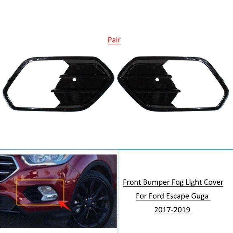 Pair Front Bumper Fog Light Cover Trim Bezel For Ford Escape Guga 2017-2019