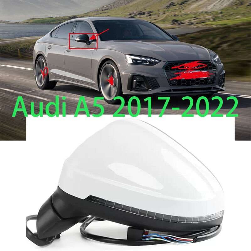 Right White For Audi A5 2017-22 Side Door rearview Mirror Assembly 6 wires Part