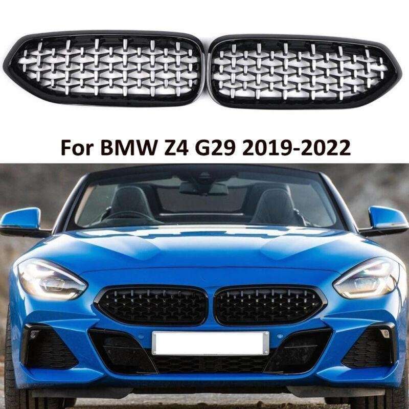 Diamond Style Gloss Black Front Kidney Grill Grille For BMW G29 Z4 2019-2022