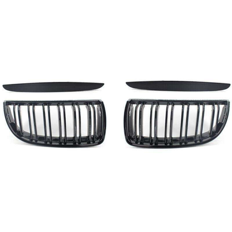 Front Center Wide Grille Gloss Black Double Line fit for BMW Kidney E90 91 05-08