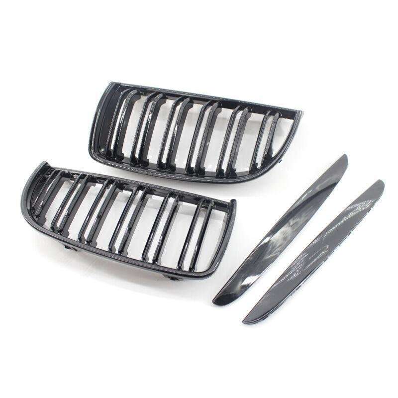 Front Center Wide Grille Gloss Black Double Line fit for BMW Kidney E90 91 05-08