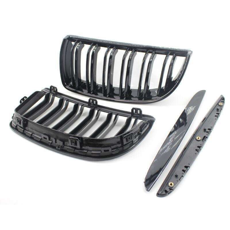 Front Center Wide Grille Gloss Black Double Line fit for BMW Kidney E90 91 05-08
