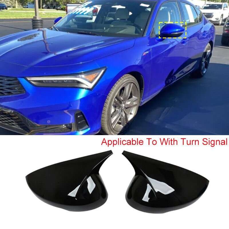 Gloss Black OX Horn Rear View Side Door Mirror Cover For Acura Integra 2023-2024