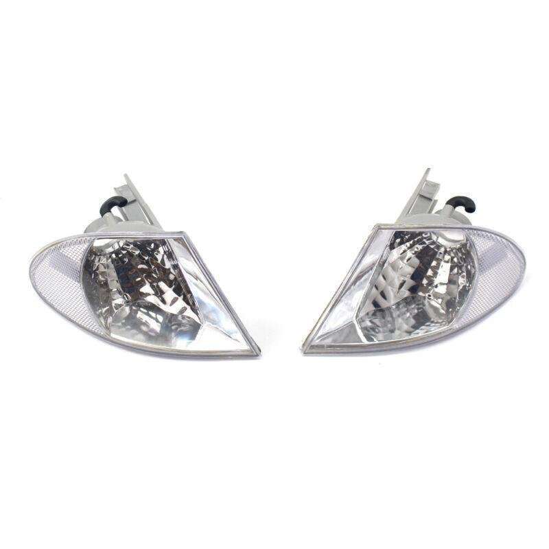 Pair Clear Crystal Corner Parking Signal Lights Fit 98-01 BMW E46 3-Series Sedan