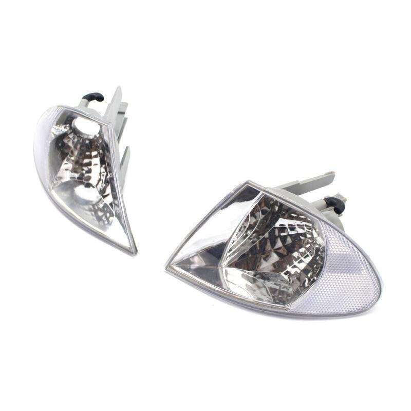 Pair Clear Crystal Corner Parking Signal Lights Fit 98-01 BMW E46 3-Series Sedan