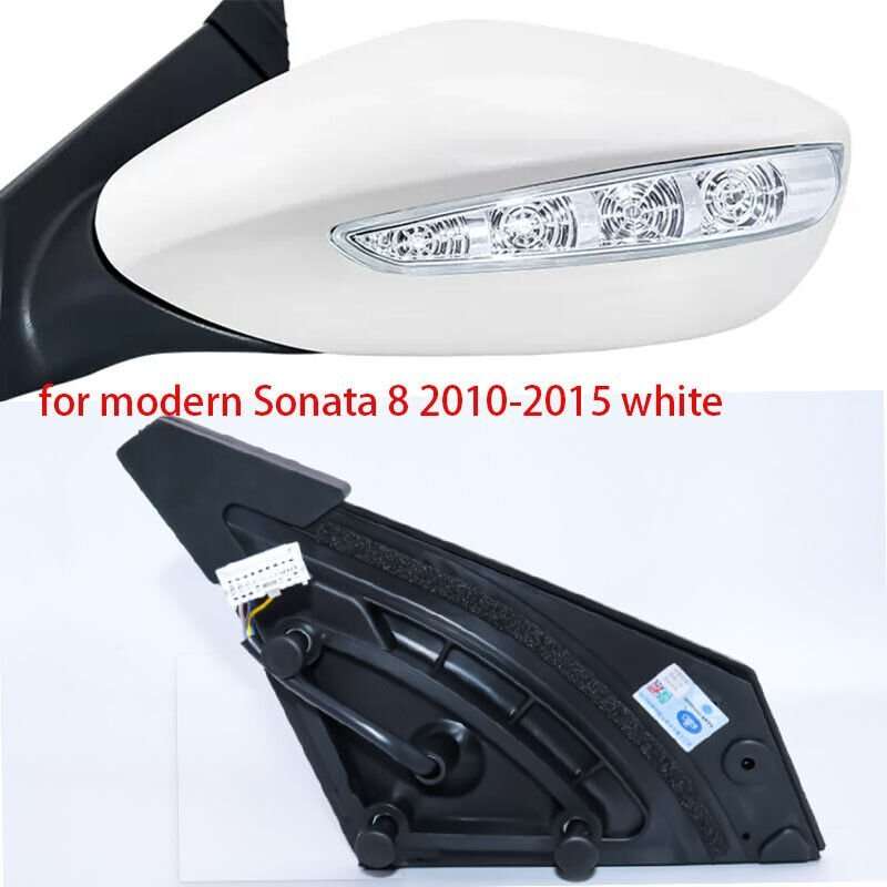 White Left For Hyundai Sonata 8th 2010-2014 Rearview Mirror Assembly 5 Wires