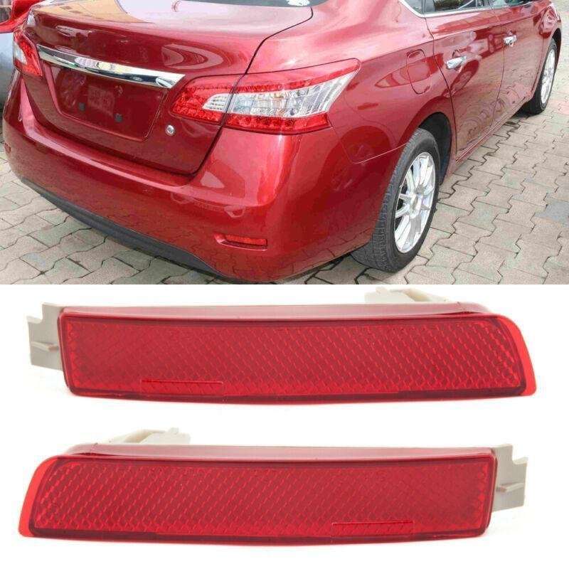 Pair Left+Right Side Rear Reflector Bumper Light Nissan For Sentra 2015-2018