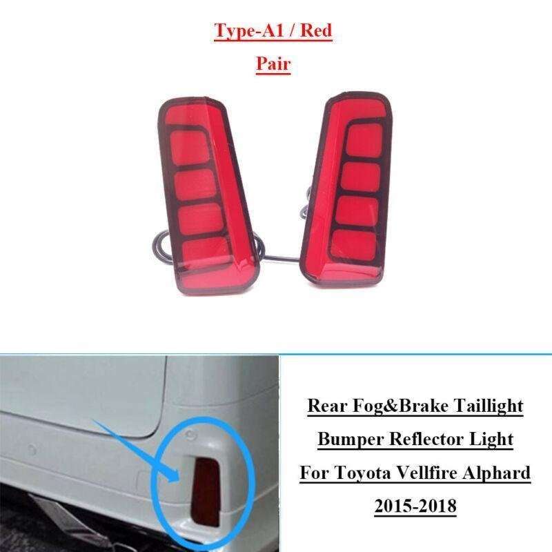 Red Rear Bumper Reflector Brake Light For Toyota Vellfire Alphard 15-18 Pair A1