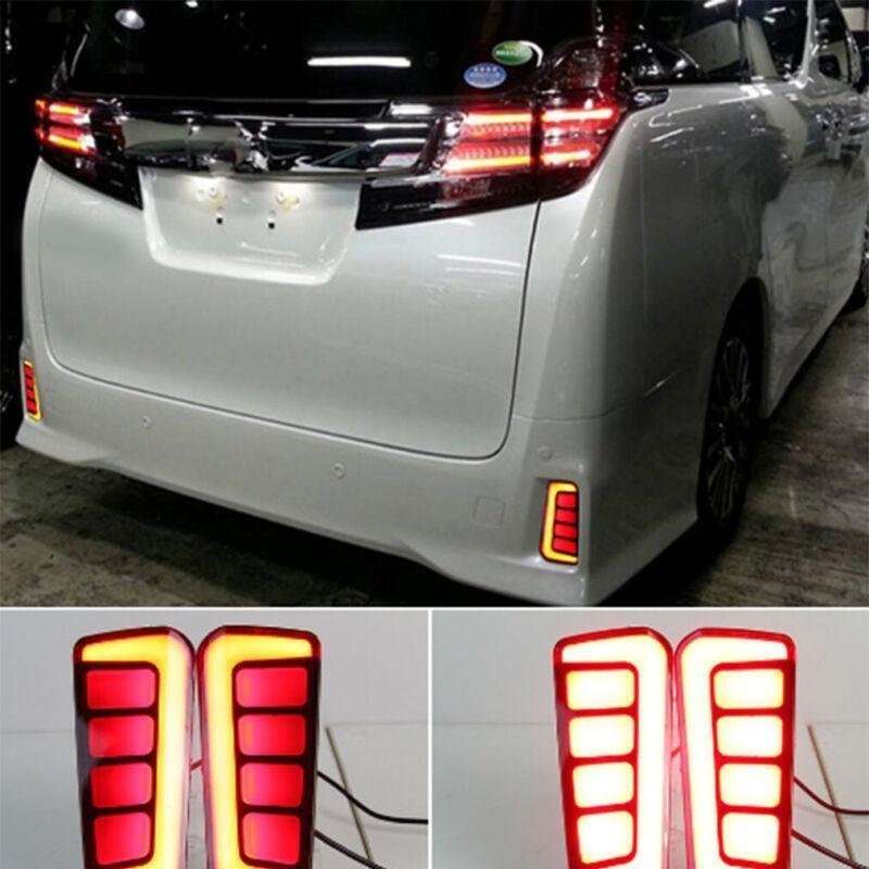 Red Rear Bumper Reflector Brake Light For Toyota Vellfire Alphard 15-18 Pair A1