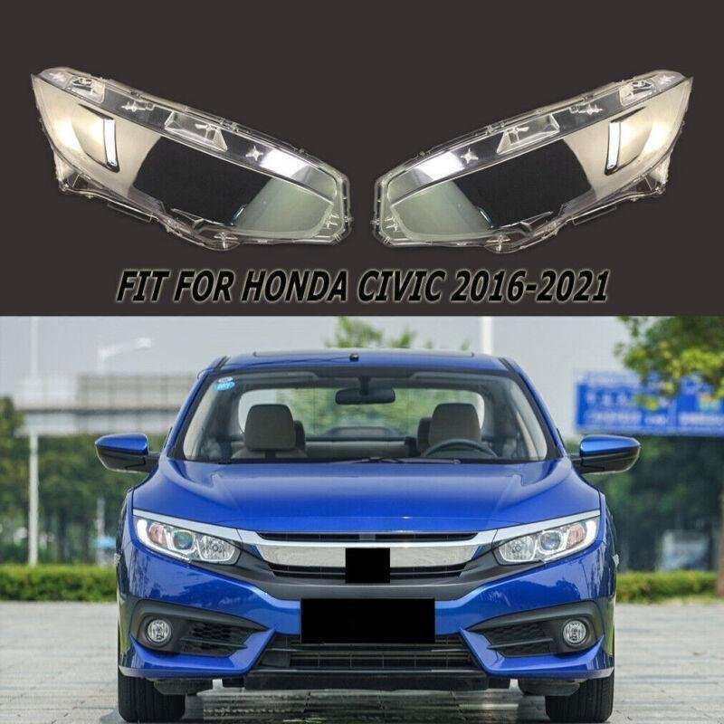Pair Front Clear Headlight Lens Headlamp Cover For Honda Civic 2016-2019 2017
