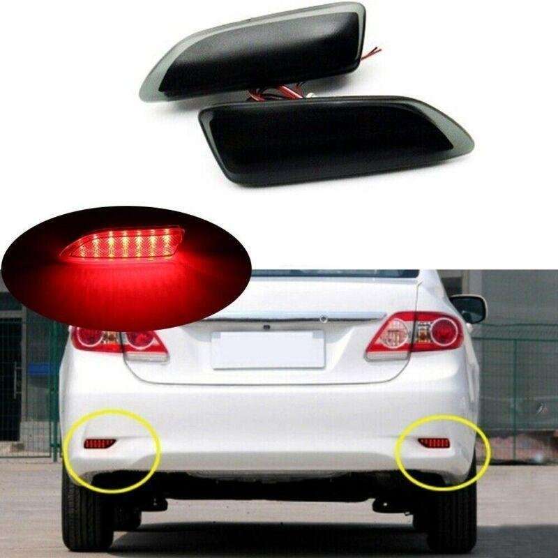 2x Smoke Lens Bumper Reflector LED Tail Brake Light For 2011-2013 Toyota Corolla