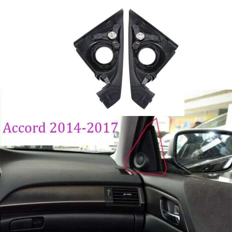 Black ABS L+R Front Door For Honda Accord 2014-2017 Pillar Tweeter Cover Trim
