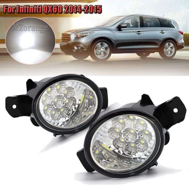 LED Pair Front Bumper Fog Light Driving Lamp For Infiniti QX60 14-15 Replacement