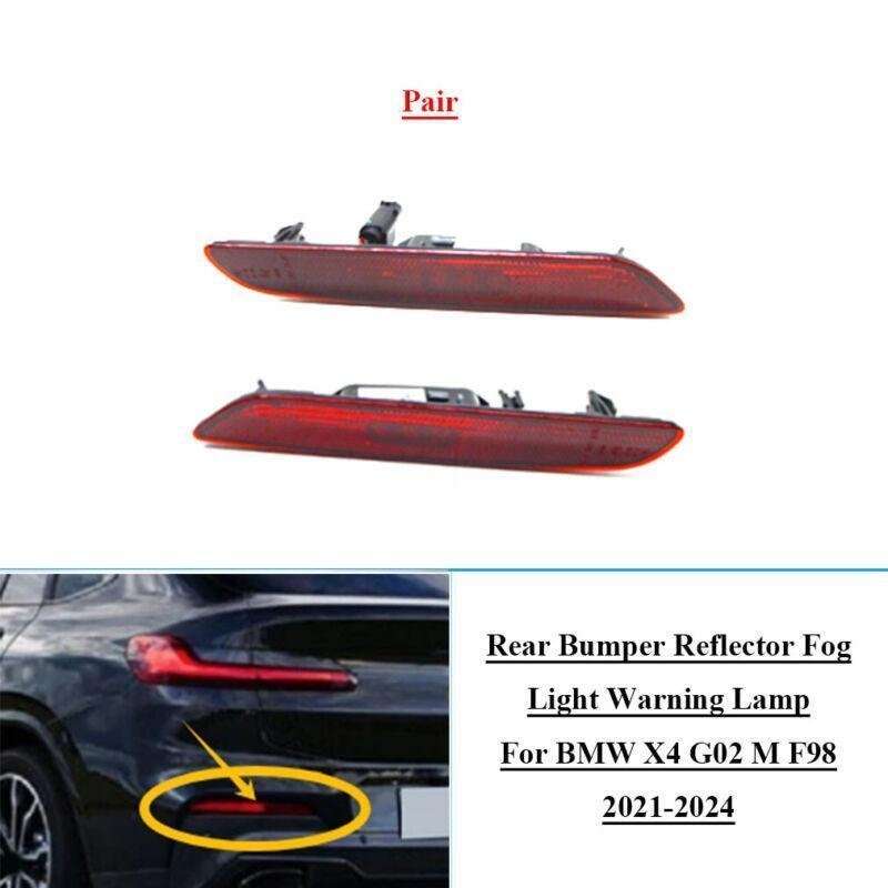 2x Rear Bumper Fog Light Reflector Warning Lamp For BMW X4 G02 M F98 2021-2024