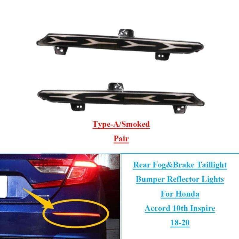 Smoked Rear Taillight Bumper Reflector Lights For Honda Accord 10th 18-20 Pair A