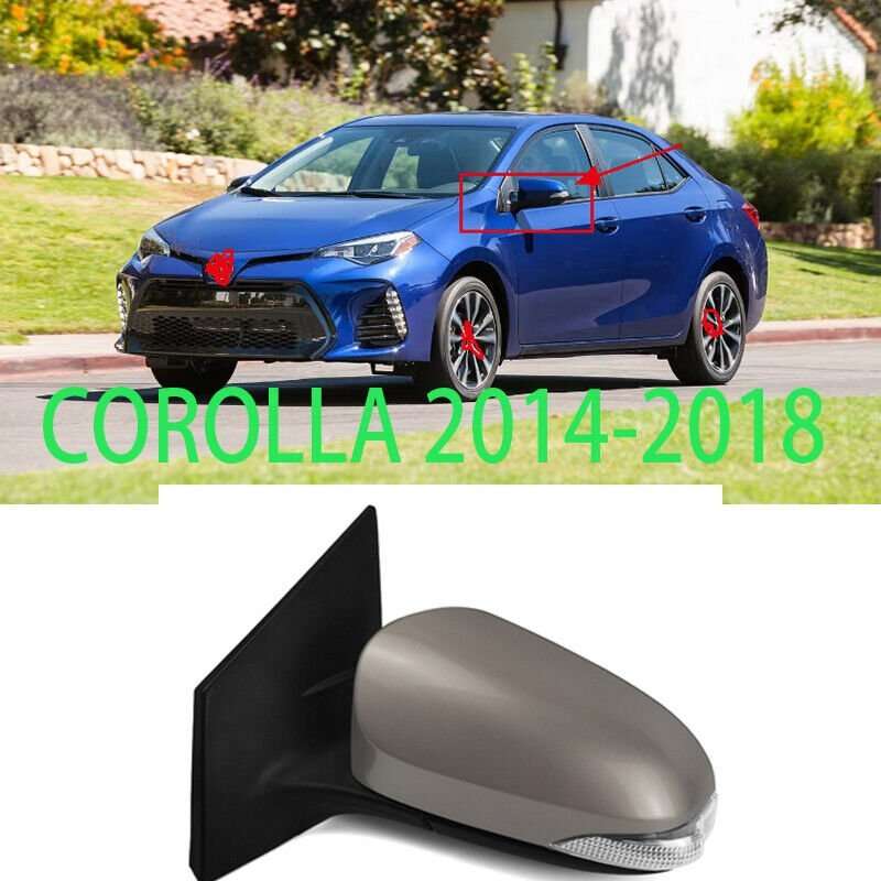 Left Brown For Toyota COROLLA 2014-2018 Side Door Mirror Assembly 7 wires 1pcs