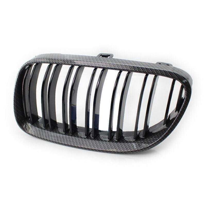 2x Carbon Fiber Style Black Dual Slat Front Grille Fits BMW E92 E93 Coupe 10-14