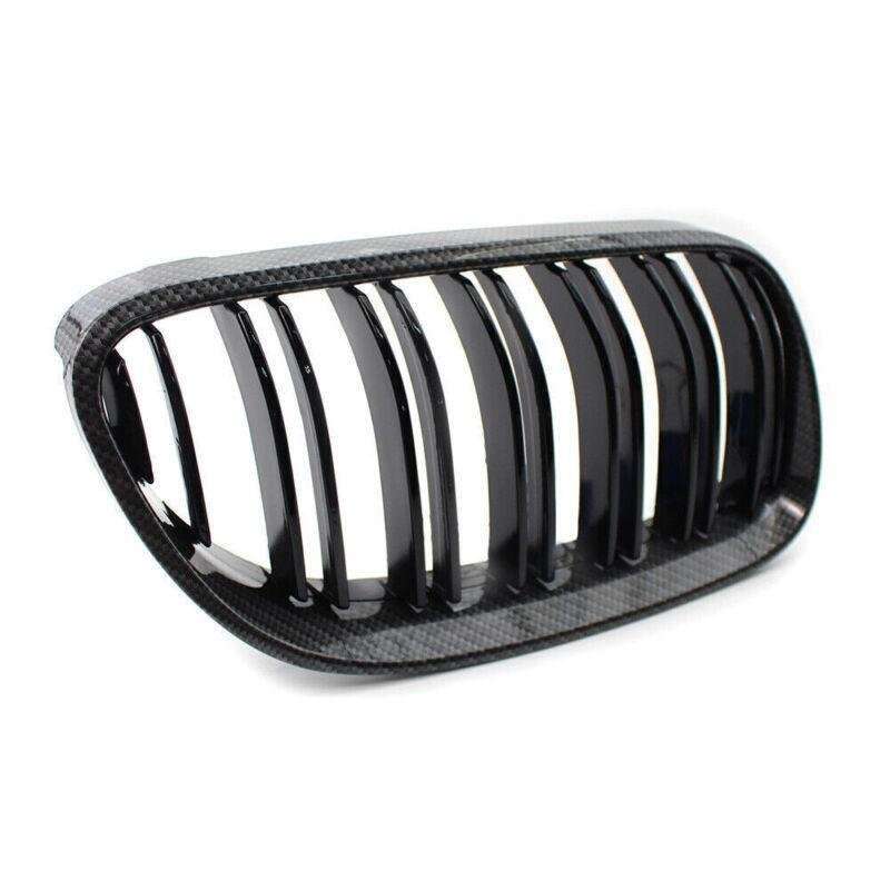 2x Carbon Fiber Style Black Dual Slat Front Grille Fits BMW E92 E93 Coupe 10-14