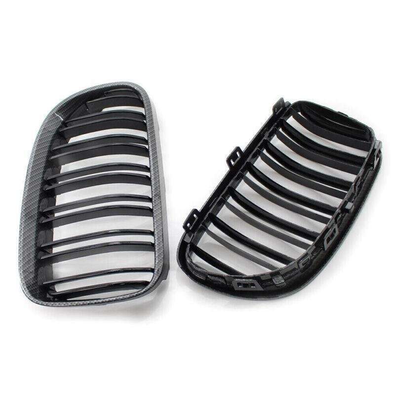 2x Carbon Fiber Style Black Dual Slat Front Grille Fits BMW E92 E93 Coupe 10-14