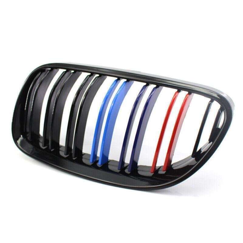 2X/Set Grille Shiny Black Dual Slat M Look for BMW E92 E93 10-15 Facelift Grill