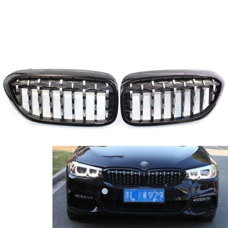 Fits G30 G38 5-Series 535i 525i 17-19 Pair Diamond Black Chrome Kindey Grille