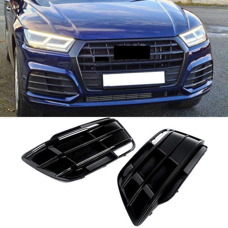 For Audi SQ5 Q5 S-Line 2018-2020 Black Pair Bumper Fog Light Cover Bezel Grille