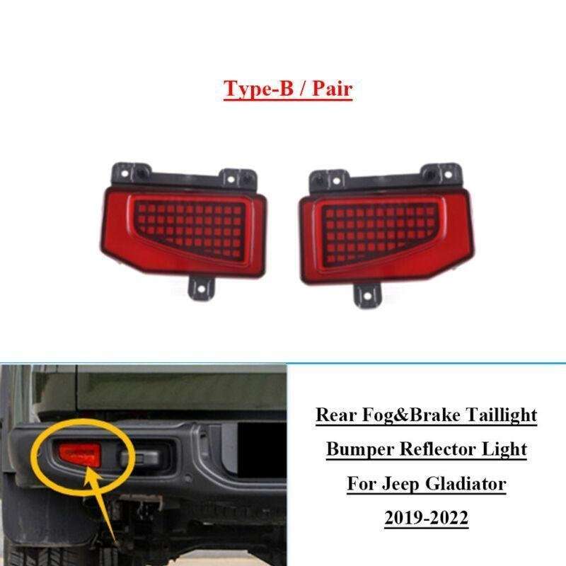 2pcs Rear Fog&amp;Brake Taillight Bumper Reflector Lights For Jeep Gladiator 19-22