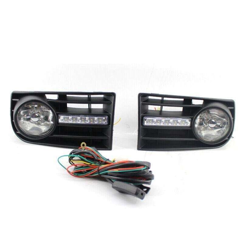 PAIR FOG LIGHTS LAMPS GRILLE FIT FOR VW GOLF 5 MK5 RABBIT 2003-2009 &amp; WIRING KIT