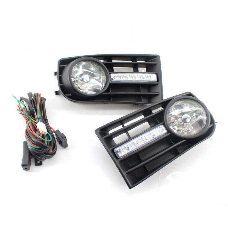 PAIR FOG LIGHTS LAMPS GRILLE FIT FOR VW GOLF 5 MK5 RABBIT 2003-2009 &amp; WIRING KIT