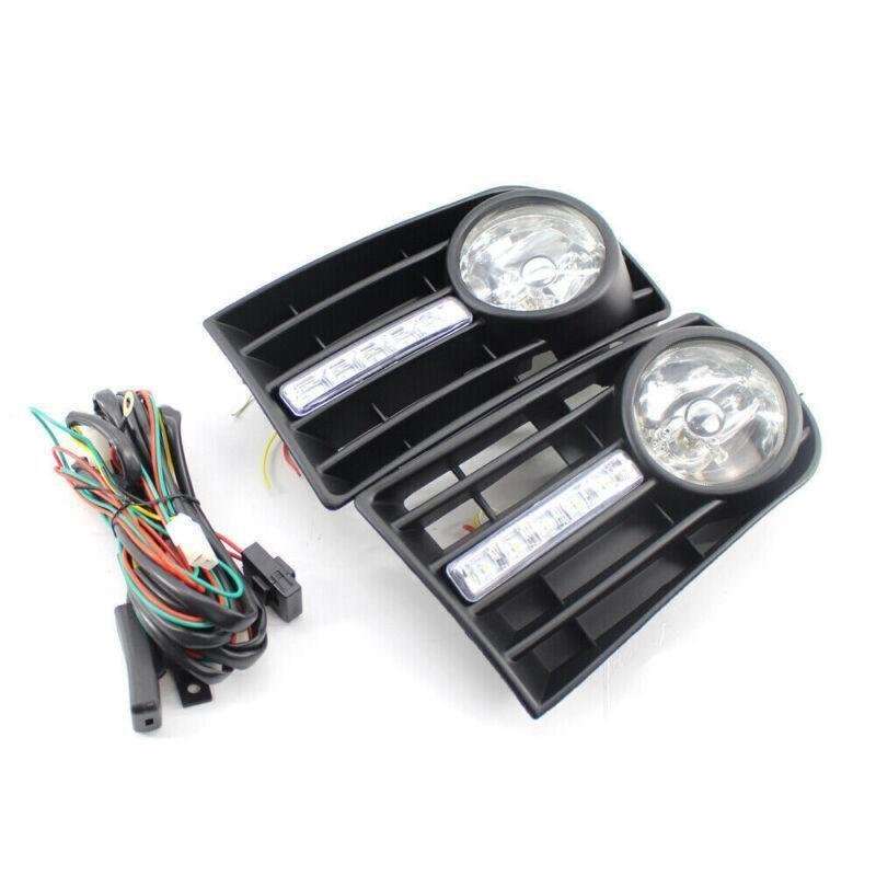 PAIR FOG LIGHTS LAMPS GRILLE FIT FOR VW GOLF 5 MK5 RABBIT 2003-2009 &amp; WIRING KIT