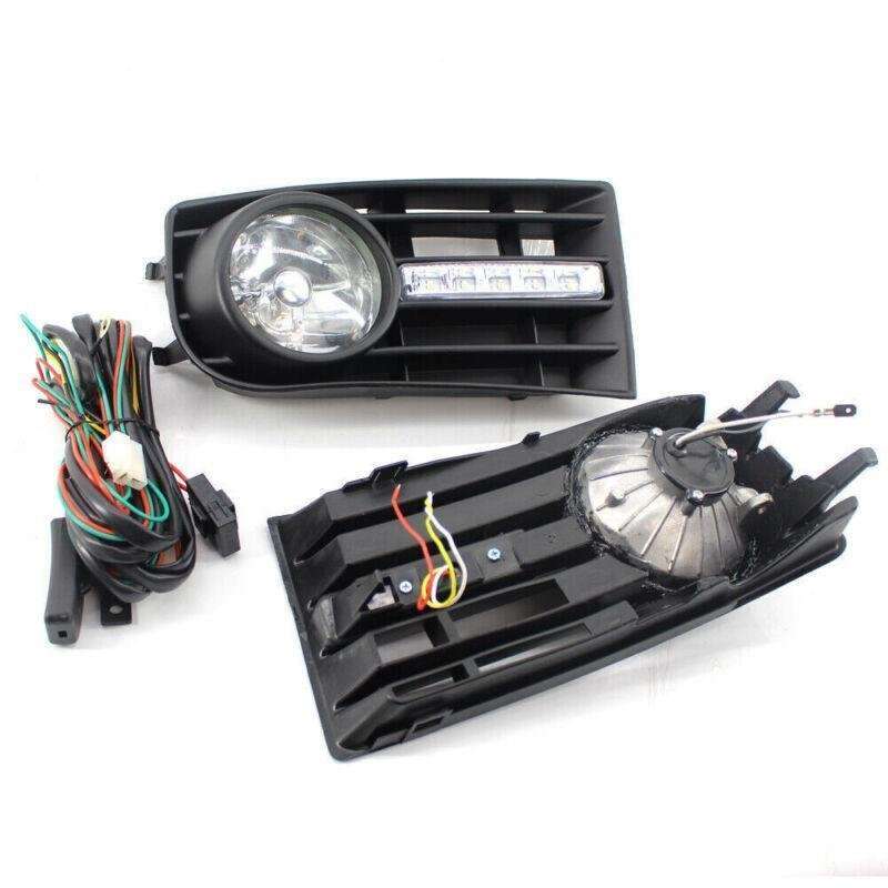 PAIR FOG LIGHTS LAMPS GRILLE FIT FOR VW GOLF 5 MK5 RABBIT 2003-2009 &amp; WIRING KIT