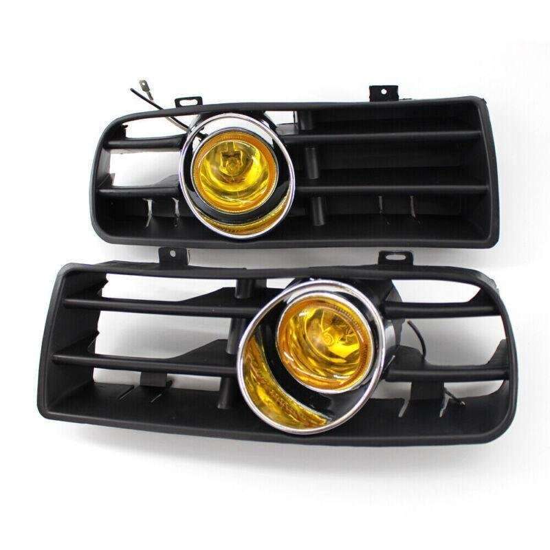 Pair Of Front Bumper Grill Yellow Fog Light Grille for VW Golf MK4 97-03