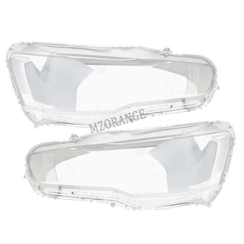 Pair Headlight Headlamp Lens Cover For Mitsubishi Lancer EX 2008 09 10 11 12-15