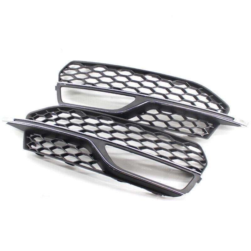 Fit For Audi A3 S-Line S3 2014-2016 Pair of Bumper Fog Light Chrome Grill Grille
