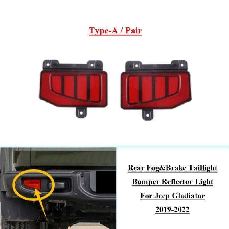 2x Rear Fog&amp;Brake Taillight Bumper Reflector Light For Jeep Gladiator 2019-2022