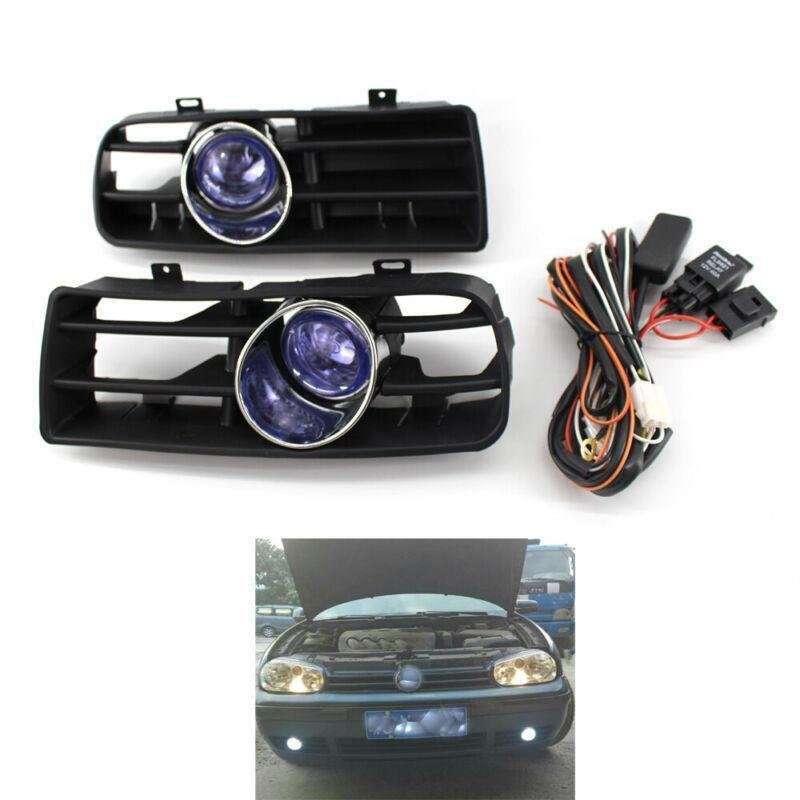 Pair Of Front Bumper Grill Blue Fog Light Grille fit for VW Golf MK4 1997-2003