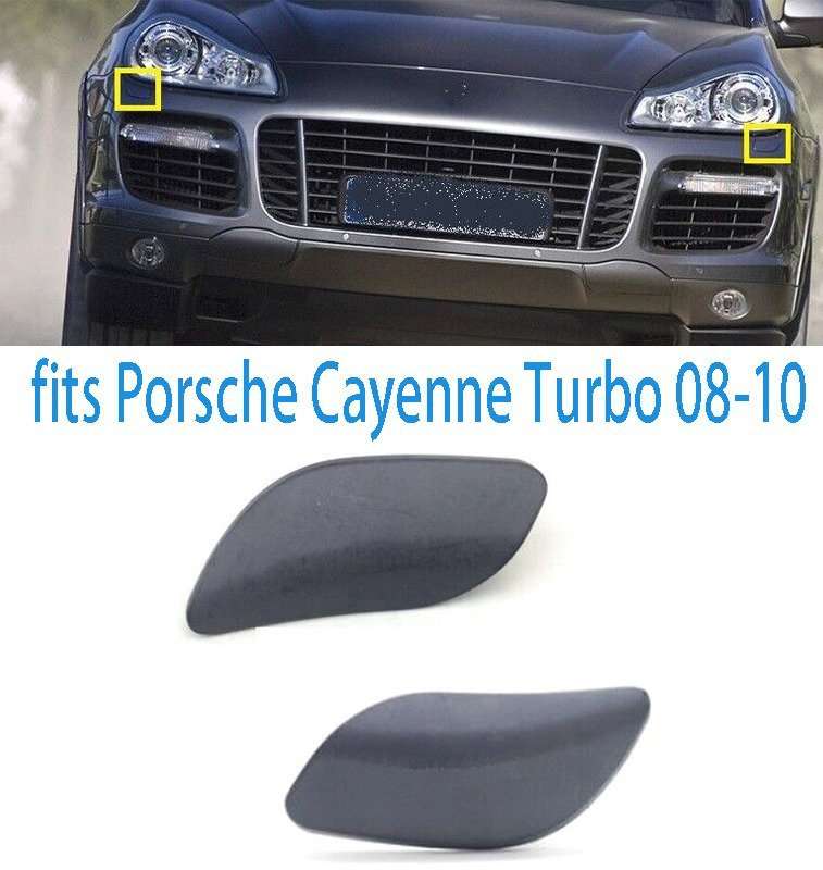 2x Front Head Light Washer Spray Nozzle Cover fits Porsche Cayenne Turbo 08-10