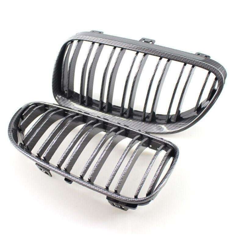 Fit 3 Series BMW 10-14 E92 E93 Pair Coupe Carbon Fiber Printed Grille Dual Slat