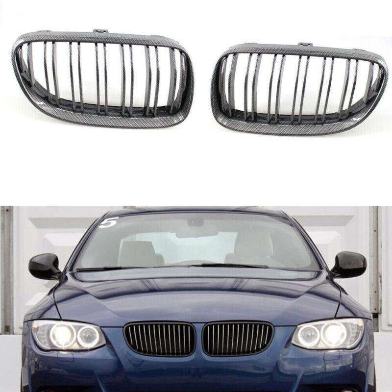 Fit 3 Series BMW 10-14 E92 E93 Pair Coupe Carbon Fiber Printed Grille Dual Slat