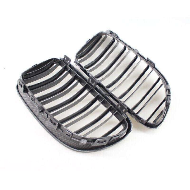 Fit 3 Series BMW 10-14 E92 E93 Pair Coupe Carbon Fiber Printed Grille Dual Slat
