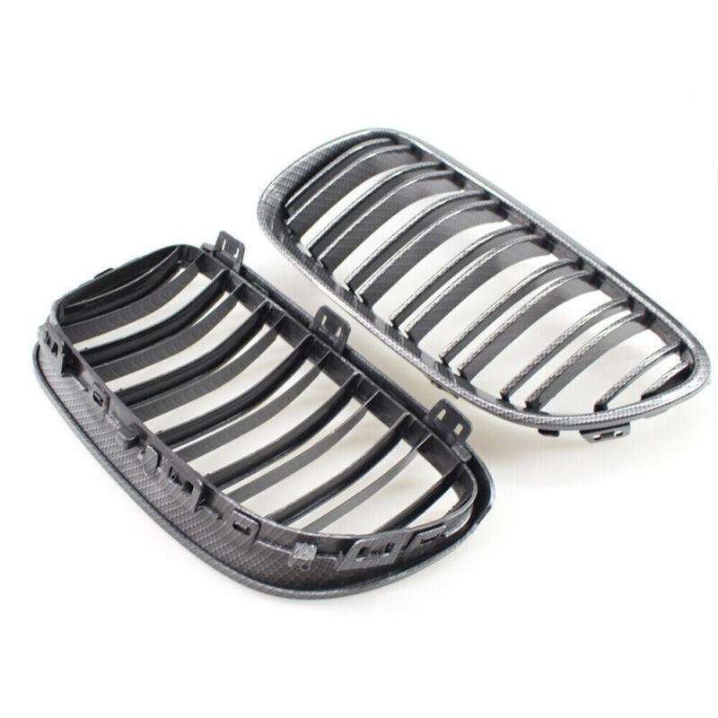 Fit 3 Series BMW 10-14 E92 E93 Pair Coupe Carbon Fiber Printed Grille Dual Slat