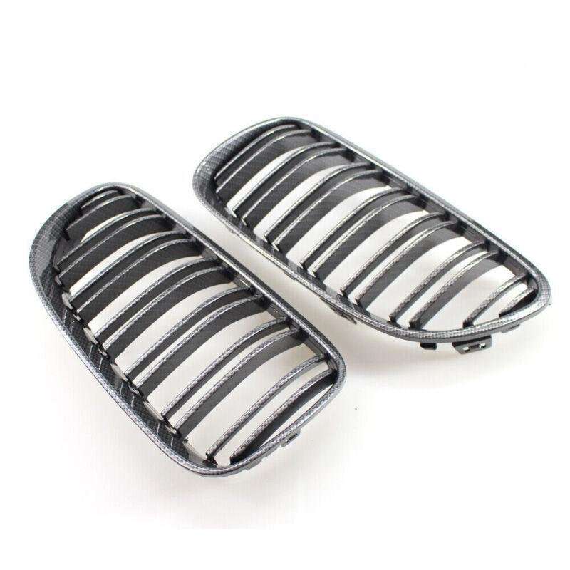 Fit 3 Series BMW 10-14 E92 E93 Pair Coupe Carbon Fiber Printed Grille Dual Slat