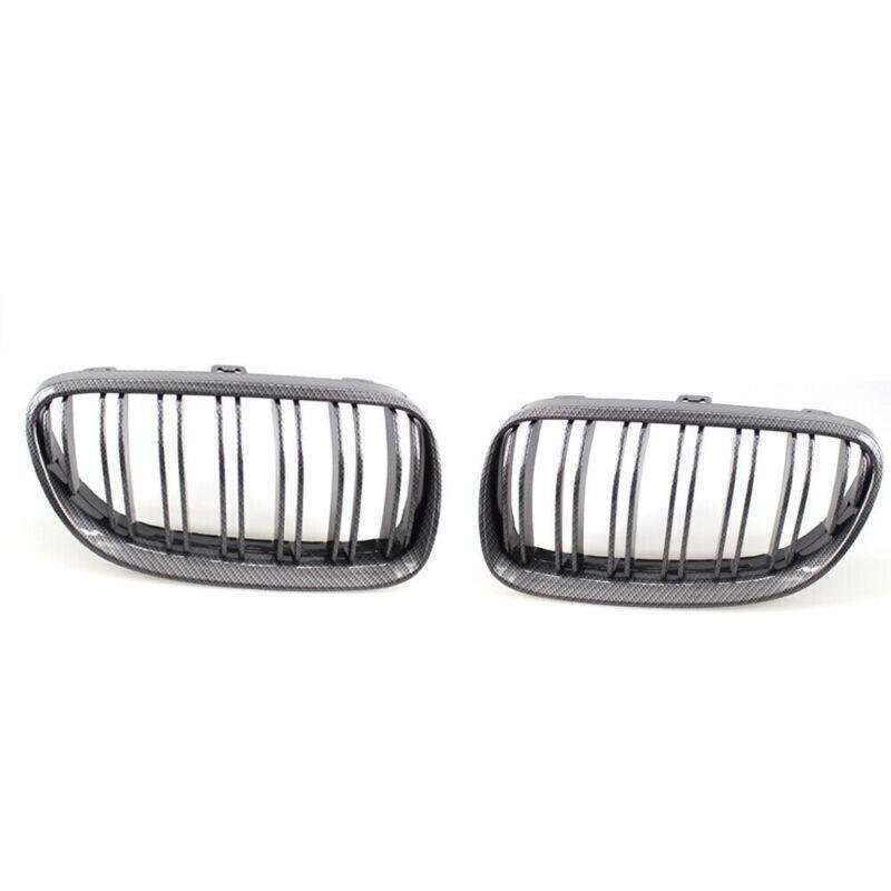 Fit 3 Series BMW 10-14 E92 E93 Pair Coupe Carbon Fiber Printed Grille Dual Slat